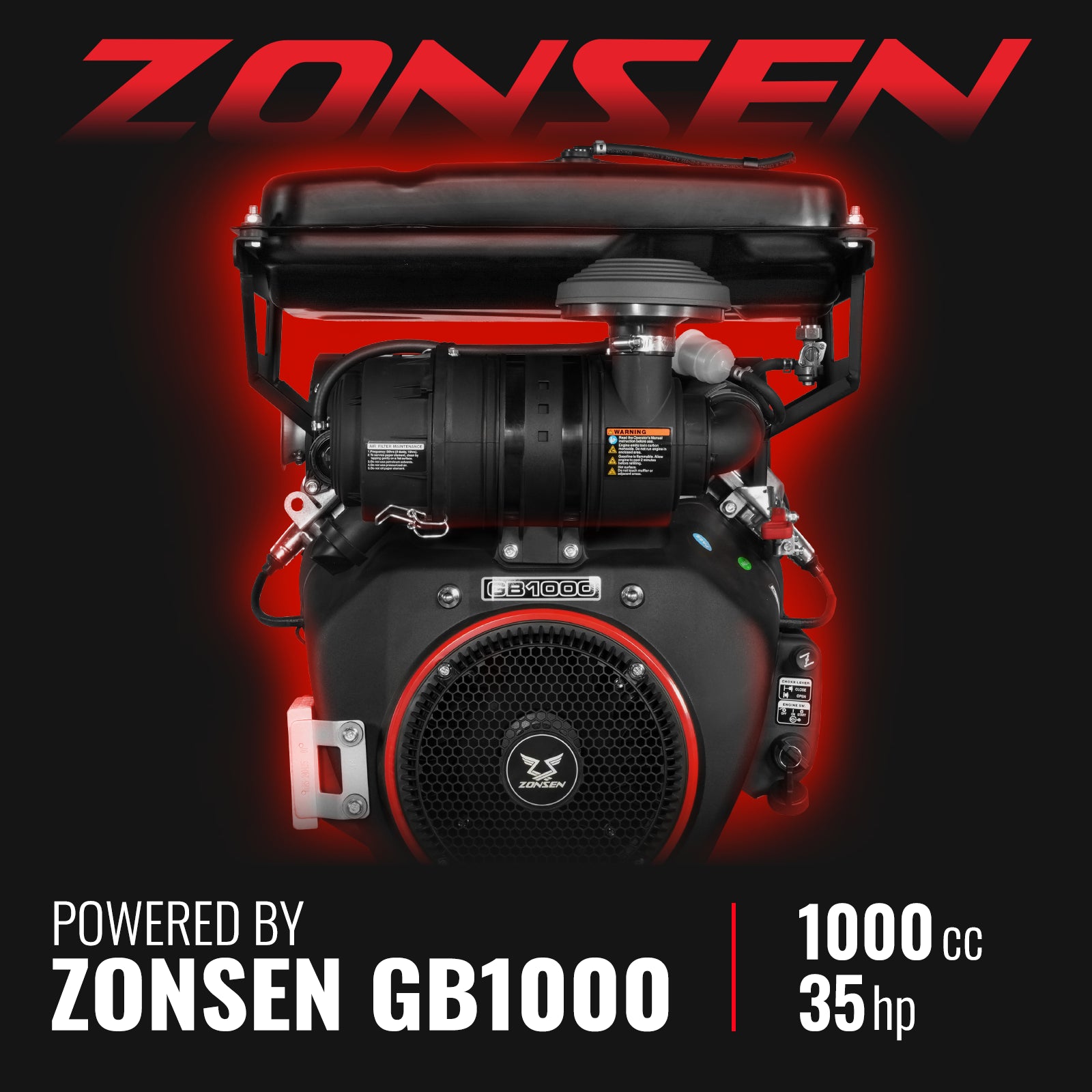 8 inch ZONSEN E-Start 1000cc 35hp Gas Powered 4 - Wheel Drum Wood Chipper with Taillight ,  B200