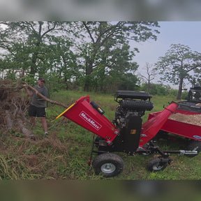 8 inch ZONSEN E-Start 1000cc 35hp Gas Powered 4 - Wheel Drum Wood Chipper with Taillight ,  B200