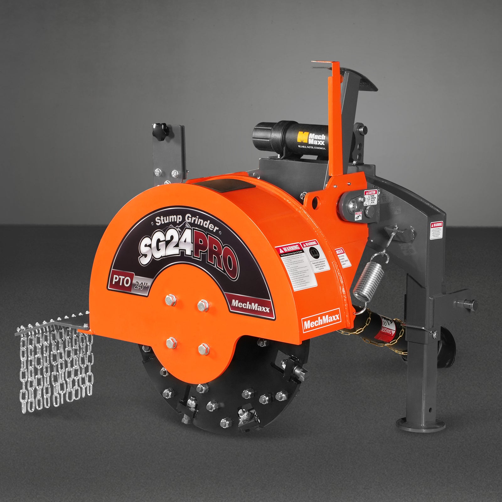 3-Point PTO Stump Grinder with 34 Carbide Teeth (PTO Shaft Included with Slip Clutch),  for 15-45HP Tractor,  SG24PRO