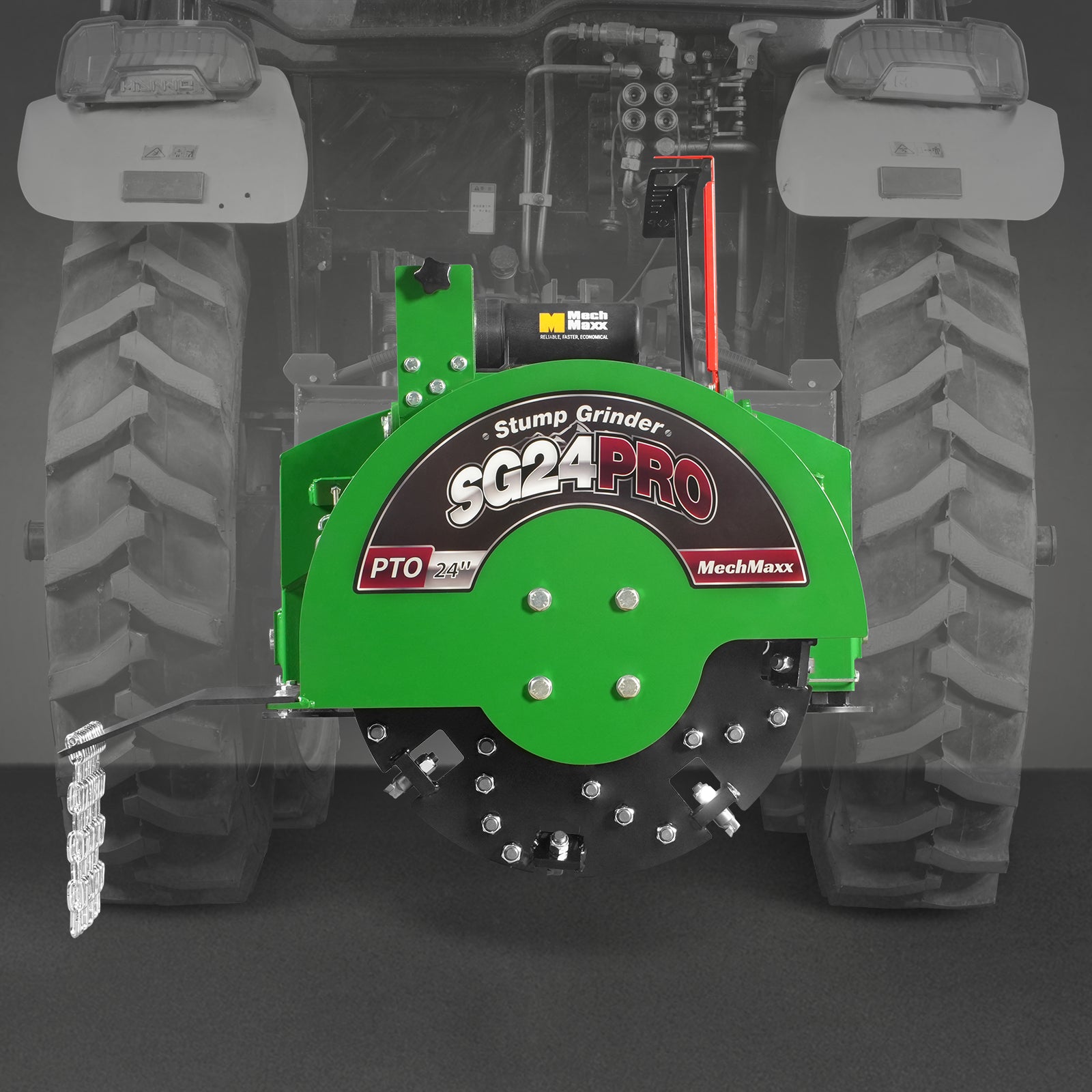 3-Point PTO Stump Grinder with 34 Carbide Teeth (PTO Shaft Included with Slip Clutch),  for 15-45HP Tractor,  SG24PRO